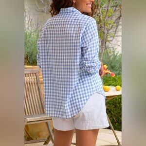 Frank & Eileen Barry Blue Gingham Tailored Button Up Shirt in Small